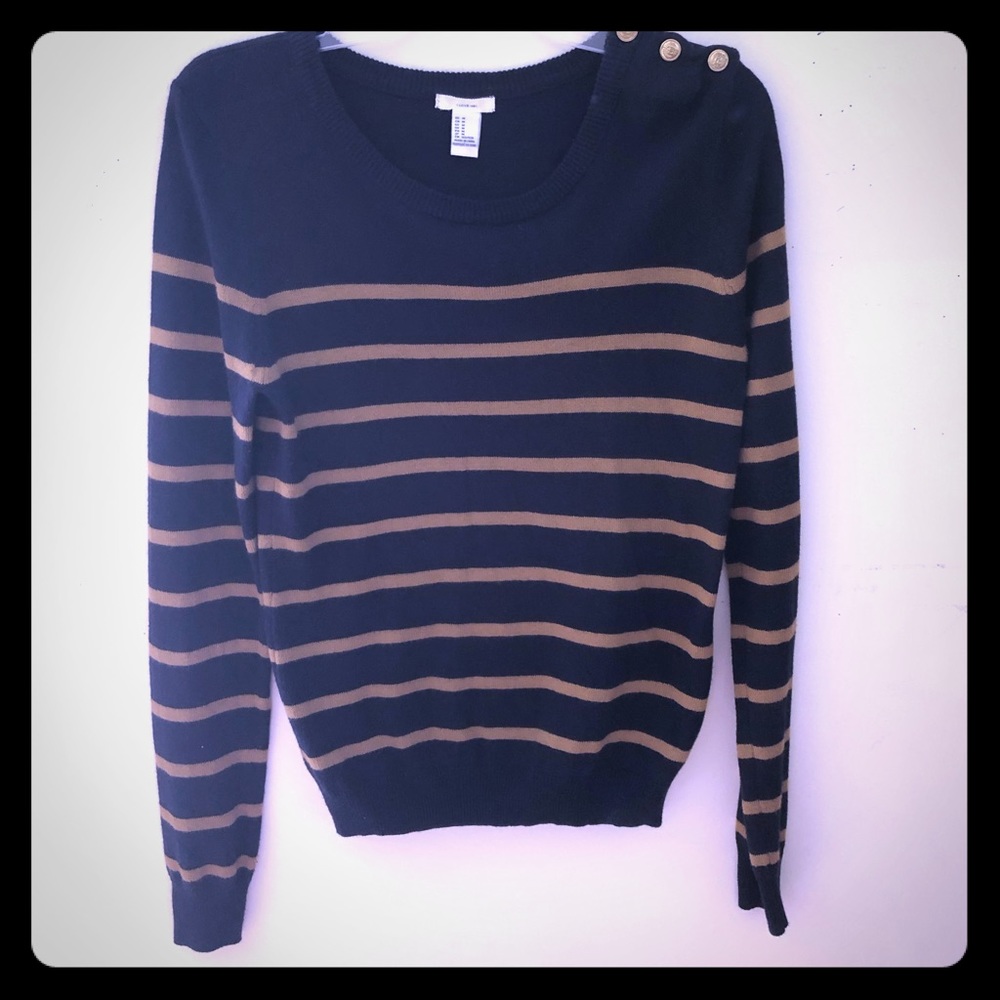 Forever 21 Navy Striped Sweater with Gold